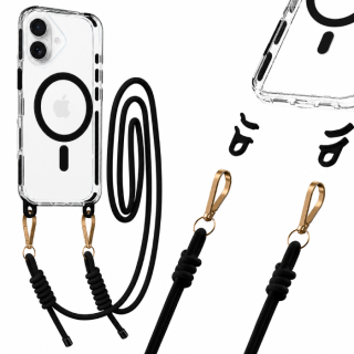 Tel Protect Strap Kryt ClearCase pro Apple iPhone 16 , barva černá