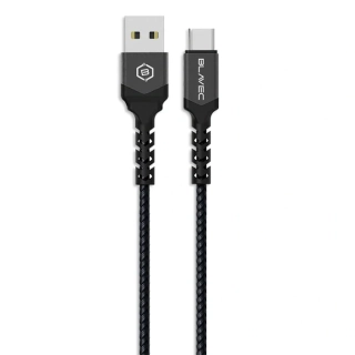 Blavec kabel Raptor opletený - USB na Type-C - 3A 0,5 metru Apple CarPlay/Android Auto, černo-šedý