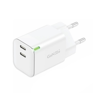 Síťová nabíječka Foneng GAN35 GaN - 2x usb-C PD 35W 3A, bílá