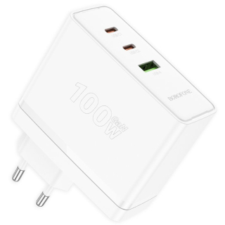 Borofone síťová nabíječka BN11 Imperial - USB + 2xUSB-C - QC 3.0 PD 100W , barva bílá