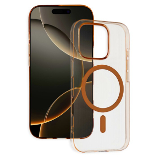 Průhledný tenký kryt MagSafe pro iPhone 16 Pro, oranžový