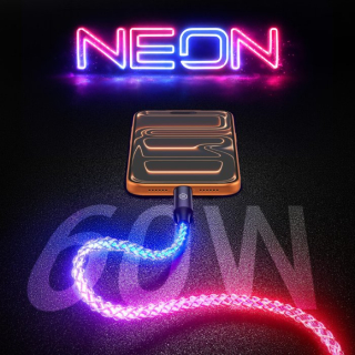 Kabel Blavec Neon - USB-C na USB-C - PD 60W 3A 1m - svíticí