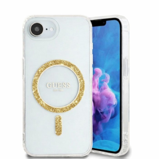 Originální kryt GUESS IML Glitter Circle MagSafe for Apple iPhone 17e/16e , barva čirá
