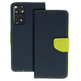 Knížkové pouzdro Fancy pro Xiaomi Redmi Note 11 5G/Note 11S 5G/Poco M4 Pro 5G , barva modrá-limetková