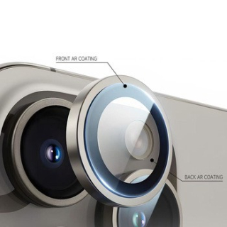 Tvrzené sklo Tel Protect Titanium Lens 99% na fotoaparát pro Apple iPhone 15 Pro / 15 Pro Max - natural titanium