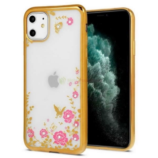 Gelové zlaté pouzdro FRAME FLORA na XIAOMI Redmi 8A