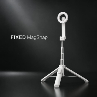Selfie stick s tripodem FIXED MagSnap s podporou MagSafe a bezdrátovou spouští, bílý