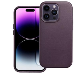 Kryt ochranný Mag Cover pro Apple iPhone 14 Pro Max, kožený, tmavě fialová