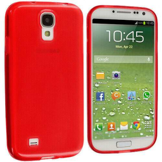 Gelové červené průhledné pouzdro na SAMSUNG i9500 Galaxy S4
