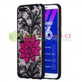 Gelové BUMPER pouzdro na HUAWEI Y7 Prime (2018) / Honor 7C  - vzor BLACK RED HENNA