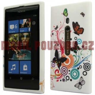 Gelové pouzdro s obrázkem na NOKIA Lumia 800 - vzor WHITE BUTTERFLY